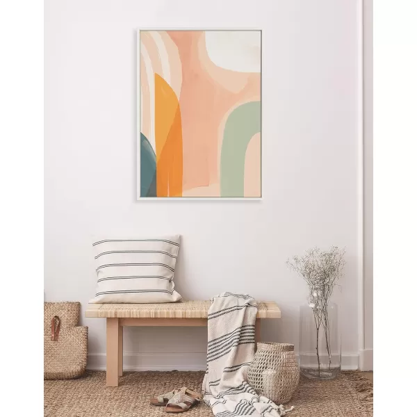 Kate and Laurel Sylvie Sunrise over Marrakesh Framed Canvas Wall Art by Kate Aurelia Holloway 23x33 Natural Decorative Boho Chic Art Print for WallWhite