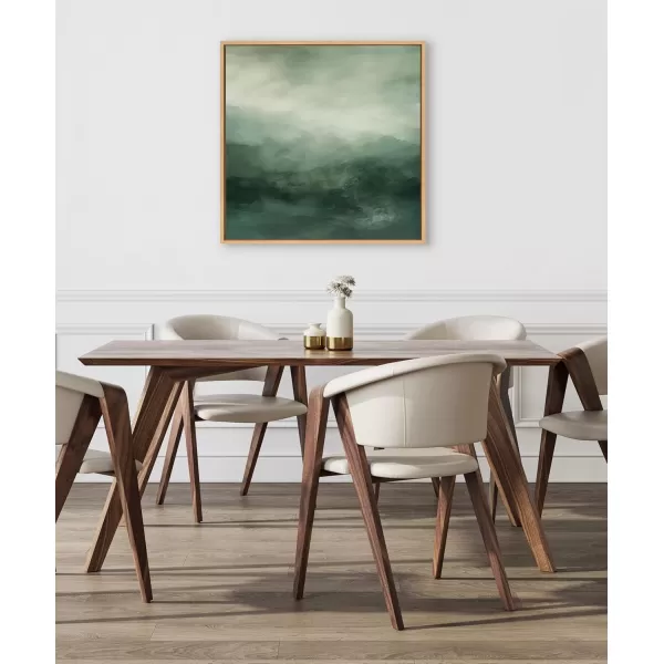 Kate and Laurel Sylvie Tonal Abstract Comforting Sage Emerald Forest Green Landscape Framed Canvas Wall Art by The Creative Bunch Studio 30x30 Natural Modern Abstract Landscape Art for WallNatural