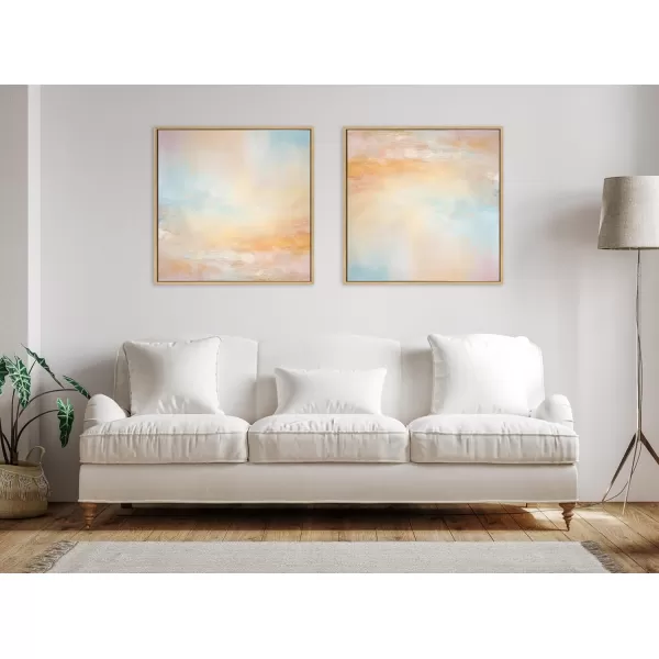 Kate and Laurel Sylvie Tonal Abstract Playful Powdery Pastels Soft Pale Color Tints Framed Canvas Wall Art by The Creative Bunch Studio 30x30 Natural Modern Abstract Landscape Art for Wall
