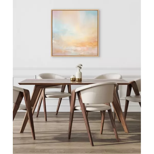 Kate and Laurel Sylvie Tonal Abstract Playful Powdery Pastels Soft Pale Color Tints Framed Canvas Wall Art by The Creative Bunch Studio 30x30 Natural Modern Abstract Landscape Art for Wall