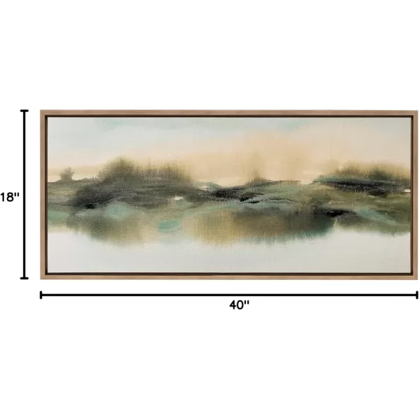 Kate and Laurel Sylvie Tranquil Meadows Framed Canvas Wall Art by Amy Lighthall 18x40 Gold Soft Abstract Watercolor Nature Landscape Art for Wall Home DecorGold