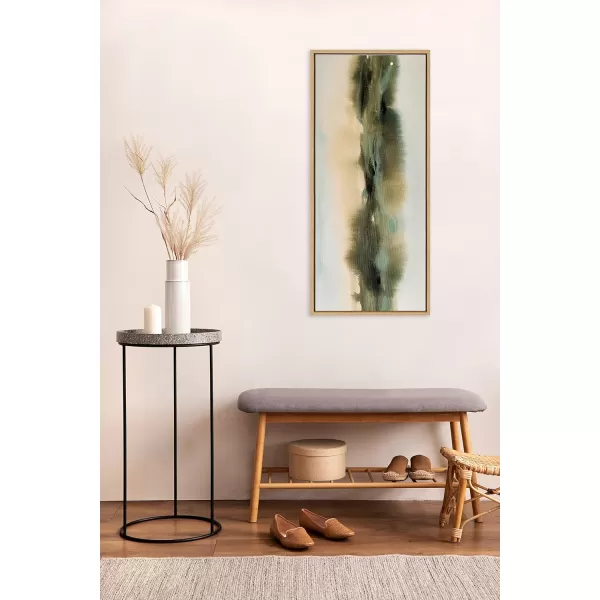 Kate and Laurel Sylvie Tranquil Meadows Framed Canvas Wall Art by Amy Lighthall 18x40 Gold Soft Abstract Watercolor Nature Landscape Art for Wall Home DecorNatural