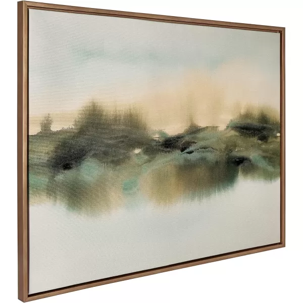 Kate and Laurel Sylvie Tranquil Meadows Framed Canvas Wall Art by Amy Lighthall 18x40 Gold Soft Abstract Watercolor Nature Landscape Art for Wall Home DecorGold