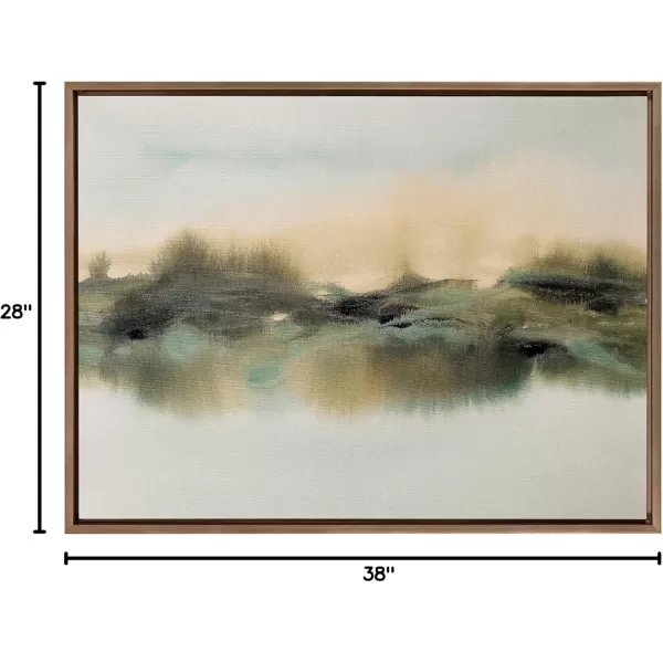 Kate and Laurel Sylvie Tranquil Meadows Framed Canvas Wall Art by Amy Lighthall 18x40 Gold Soft Abstract Watercolor Nature Landscape Art for Wall Home DecorGold