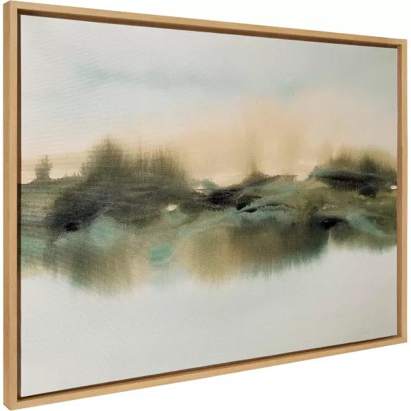 Kate and Laurel Sylvie Tranquil Meadows Framed Canvas Wall Art by Amy Lighthall 18x40 Gold Soft Abstract Watercolor Nature Landscape Art for Wall Home DecorNatural