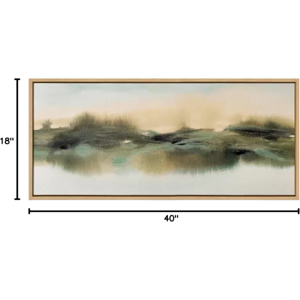 Kate and Laurel Sylvie Tranquil Meadows Framed Canvas Wall Art by Amy Lighthall 18x40 Gold Soft Abstract Watercolor Nature Landscape Art for Wall Home DecorNatural