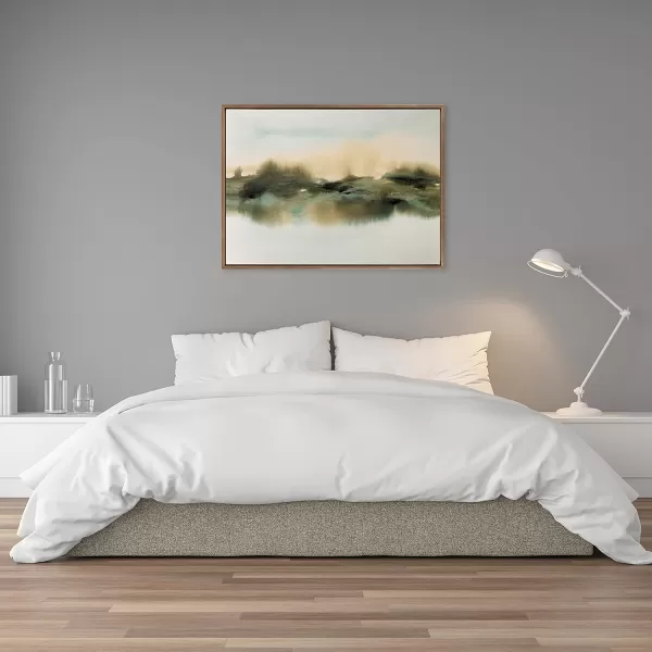 Kate and Laurel Sylvie Tranquil Meadows Framed Canvas Wall Art by Amy Lighthall 18x40 Gold Soft Abstract Watercolor Nature Landscape Art for Wall Home DecorGold