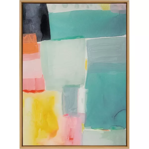Kate and Laurel Sylvie United Colors I Framed Canvas Wall Art by Amy Lighthall 28x38 Natural Modern Soft Watercolor Abstract Art for Wall Home DecorNatural