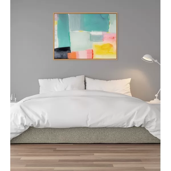 Kate and Laurel Sylvie United Colors I Framed Canvas Wall Art by Amy Lighthall 28x38 Natural Modern Soft Watercolor Abstract Art for Wall Home DecorNatural