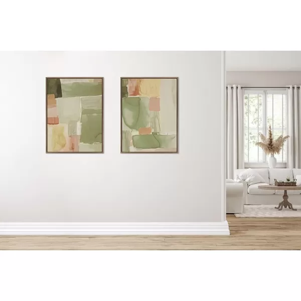 Kate and Laurel Sylvie United Colors III Framed Canvas Wall Art by Amy Lighthall 28x38 Natural Modern Soft Watercolor Abstract Art for Wall Home DecorGold