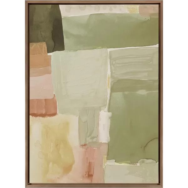 Kate and Laurel Sylvie United Colors III Framed Canvas Wall Art by Amy Lighthall 28x38 Natural Modern Soft Watercolor Abstract Art for Wall Home DecorGold