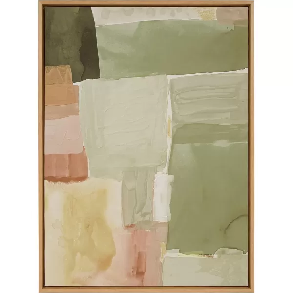 Kate and Laurel Sylvie United Colors III Framed Canvas Wall Art by Amy Lighthall 28x38 Natural Modern Soft Watercolor Abstract Art for Wall Home DecorNatural