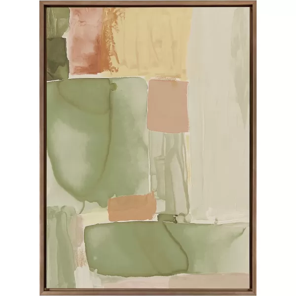 Kate and Laurel Sylvie United Colors IV Framed Canvas Wall Art by Amy Lighthall 28x38 Natural Modern Soft Watercolor Abstract Art for Wall Home DecorGold
