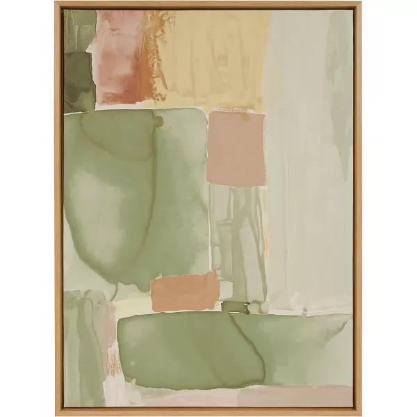 Kate and Laurel Sylvie United Colors IV Framed Canvas Wall Art by Amy Lighthall 28x38 Natural Modern Soft Watercolor Abstract Art for Wall Home DecorNatural
