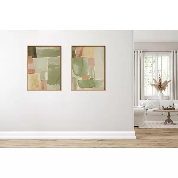 Kate and Laurel Sylvie United Colors IV Framed Canvas Wall Art by Amy Lighthall 28x38 Natural Modern Soft Watercolor Abstract Art for Wall Home DecorNatural
