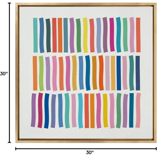 Kate and Laurel Sylvie Whimsical Lines Framed Canvas Wall Art by Apricot  Birch 30x30 Gold Modern Colorful Abstract Line Art for Nursery Wall Decor