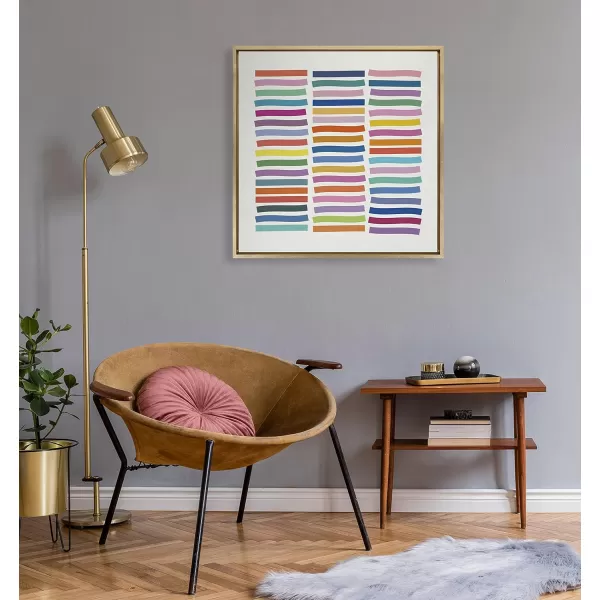 Kate and Laurel Sylvie Whimsical Lines Framed Canvas Wall Art by Apricot  Birch 30x30 Gold Modern Colorful Abstract Line Art for Nursery Wall Decor