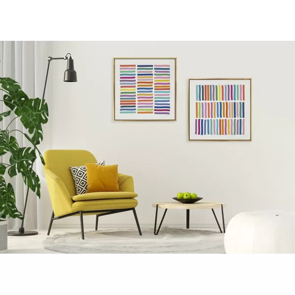 Kate and Laurel Sylvie Whimsical Lines Framed Canvas Wall Art by Apricot  Birch 30x30 Gold Modern Colorful Abstract Line Art for Nursery Wall Decor