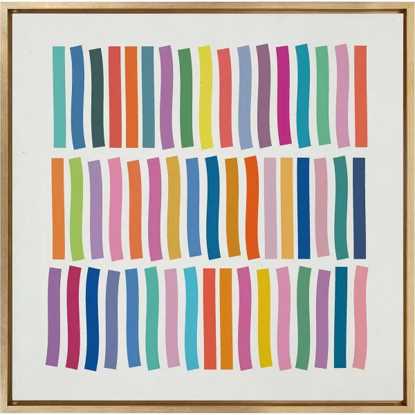Kate and Laurel Sylvie Whimsical Lines Framed Canvas Wall Art by Apricot  Birch 30x30 Gold Modern Colorful Abstract Line Art for Nursery Wall Decor