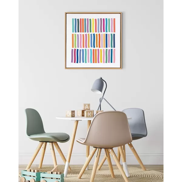 Kate and Laurel Sylvie Whimsical Lines Framed Canvas Wall Art by Apricot and Birch 30x30 Natural Colorful Abstract Decor for Wall