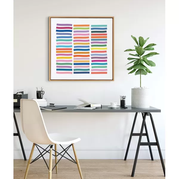 Kate and Laurel Sylvie Whimsical Lines Framed Canvas Wall Art by Apricot and Birch 30x30 Natural Colorful Abstract Decor for Wall