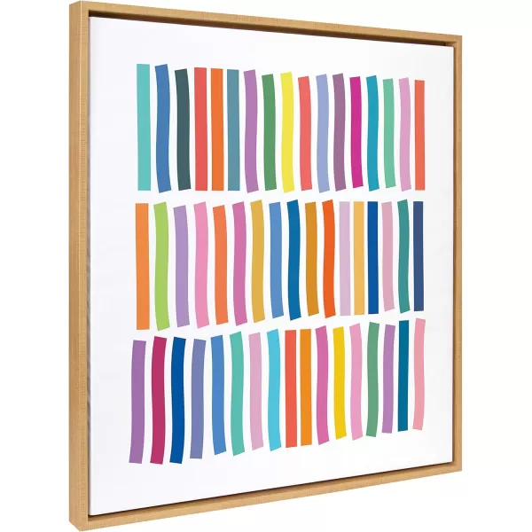Kate and Laurel Sylvie Whimsical Lines Framed Canvas Wall Art by Apricot and Birch 30x30 Natural Colorful Abstract Decor for Wall