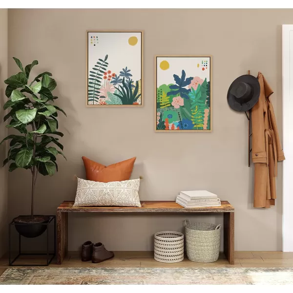 Kate and Laurel Sylvie Zen Garden 1 and 2 Framed Canvas Wall Art Set by Kelly Knaga 2 piece 18x24 Natural Modern Bright Colorful Nature Art for Wall Home Decor
