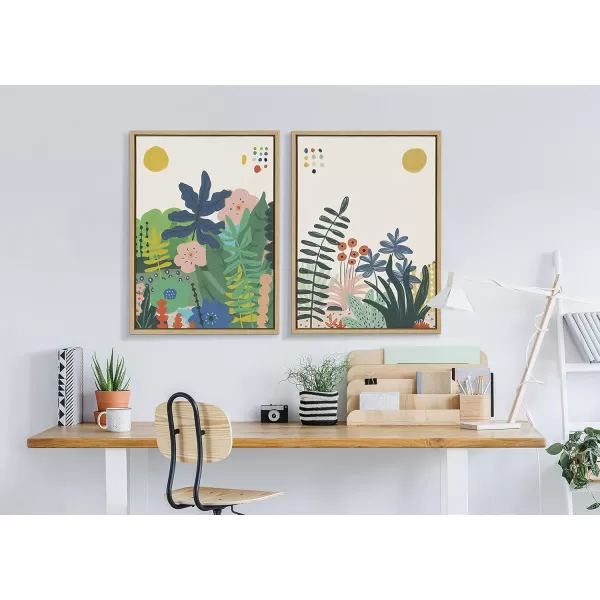Kate and Laurel Sylvie Zen Garden 2 Framed Canvas Wall Art by Kelly Knaga 18x24 Gray Colorful Floral Art for WallNatural
