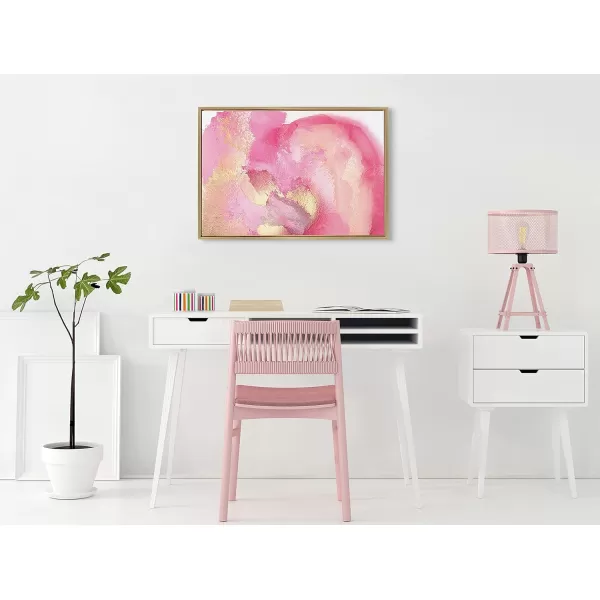 Kate and Laurel x Mentoring Positives Collaboration Pink Golden Hour Framed Canvas Wall Art 23x33 Gold Feminine Abstract Art Print for Wall