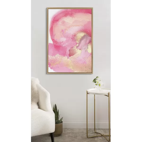 Kate and Laurel x Mentoring Positives Collaboration Pink Golden Hour Framed Canvas Wall Art 23x33 Gold Feminine Abstract Art Print for Wall