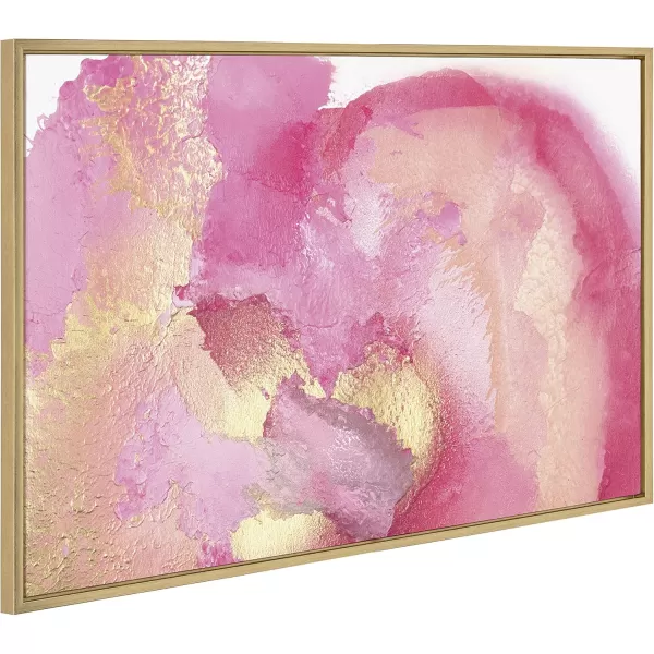 Kate and Laurel x Mentoring Positives Collaboration Pink Golden Hour Framed Canvas Wall Art 23x33 Gold Feminine Abstract Art Print for Wall