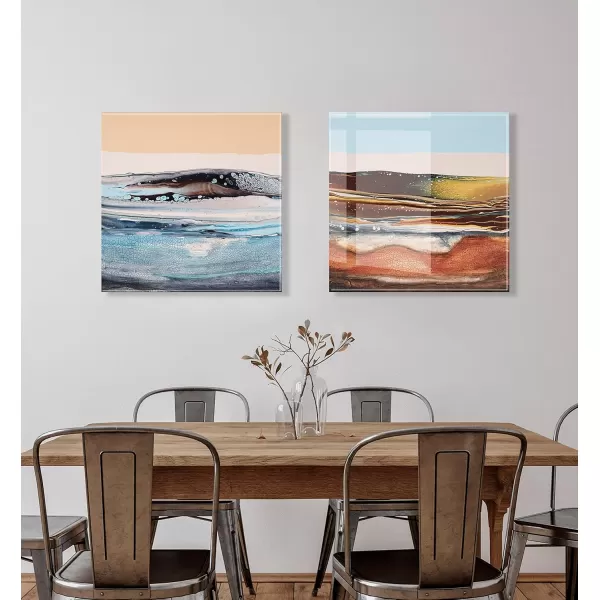 Kate and Laurel x Xizhou Xie Collaboration Glacier Park Frameless Floating Acrylic Art 23x23 Modern Abstract Bright Landscape Art for Wall