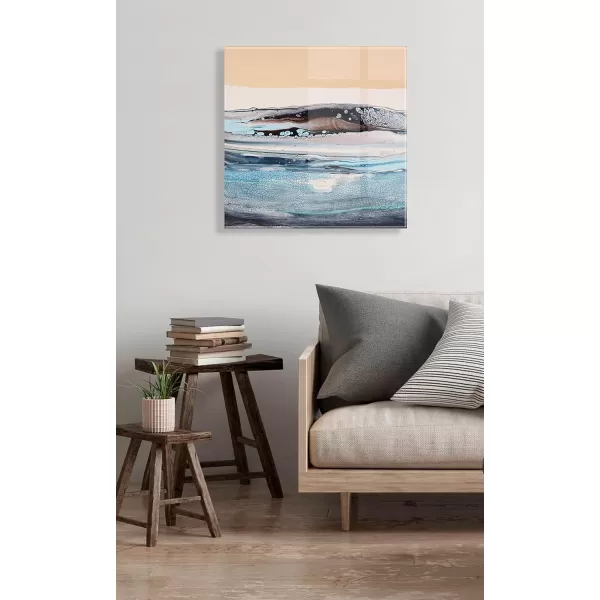 Kate and Laurel x Xizhou Xie Collaboration Glacier Park Frameless Floating Acrylic Art 23x23 Modern Abstract Bright Landscape Art for Wall