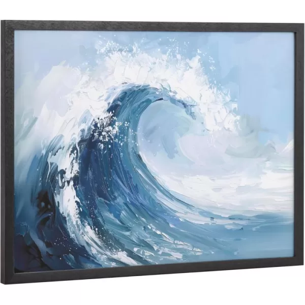 Kate and Laurel Abstract Coastal Blue Coral Framed Wall Art by The Creative Bunch Studio 12x16 Gold Modern Soft Beach Art for WallBlack  Abstract Wave