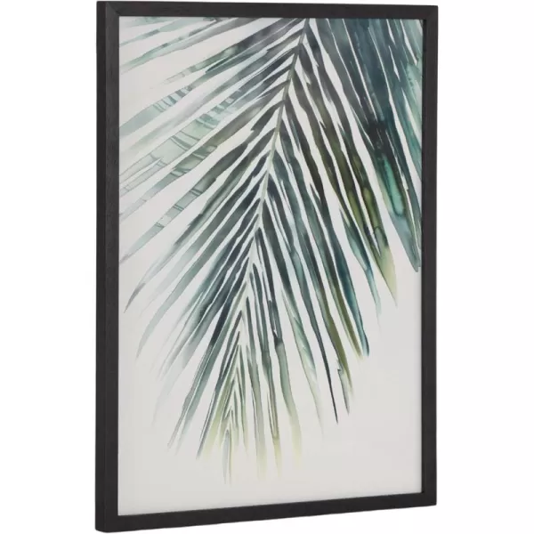 Kate and Laurel Abstract Coastal Blue Coral Framed Wall Art by The Creative Bunch Studio 12x16 Gold Modern Soft Beach Art for WallBlack  Palm