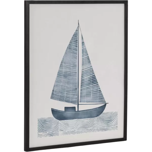 Kate and Laurel Abstract Coastal Blue Coral Framed Wall Art by The Creative Bunch Studio 12x16 Gold Modern Soft Beach Art for WallBlack  Sailboat