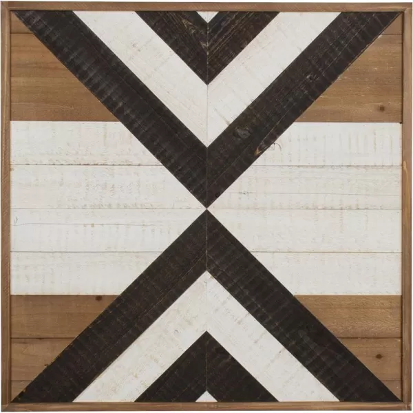 Kate and Laurel Baralt Shiplap Wood Plank Art Black White and Rustic Brown