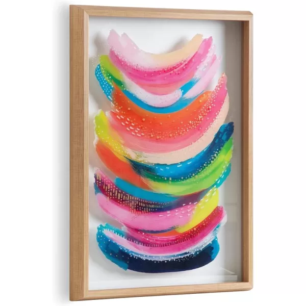 Kate and Laurel Blake Bright Abstract Framed Printed Glass Art by Jessi Raulet of EttaVee 18x24 Natural Beautiful Modern Glass Wall Art for HomeNatural