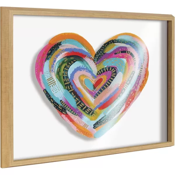 Kate and Laurel Blake Labyrinth Heart Framed Printed Glass Wall Art by Jessi Raulet of Ettavee 18x24 Natural Decorative Rainbow Heart Art for Wall