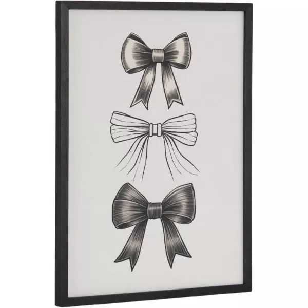 Kate and Laurel Coquette Preppy Retro Girly Red Pink Bow Cherries Framed Wall Art by The Creative Bunch Studio 12x16 Gold Cute Hair Bow Art for WallBlack  Black Bows