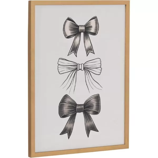 Kate and Laurel Coquette Preppy Retro Girly Red Pink Bow Cherries Framed Wall Art by The Creative Bunch Studio 12x16 Gold Cute Hair Bow Art for WallGold  Black Bows