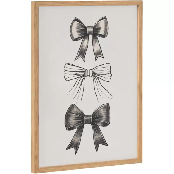 Kate and Laurel Coquette Preppy Retro Girly Red Pink Bow Cherries Framed Wall Art by The Creative Bunch Studio 12x16 Gold Cute Hair Bow Art for WallNatural  Black Bows