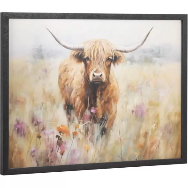 Kate and Laurel Cute Deer Wearing Glasses Framed Wall Art by The Creative Bunch Studio 12x16 Black Adorable Animal Art for WallBlack  Cow Flower Field