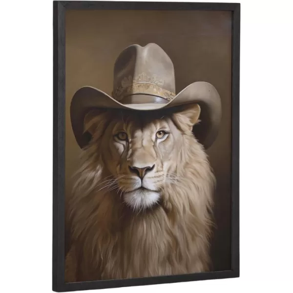 Kate and Laurel Cute Deer Wearing Glasses Framed Wall Art by The Creative Bunch Studio 12x16 Black Adorable Animal Art for WallBlack  Cowboy Hat
