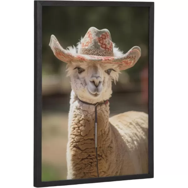 Kate and Laurel Cute Deer Wearing Glasses Framed Wall Art by The Creative Bunch Studio 12x16 Black Adorable Animal Art for WallBlack  Cowgirl Hat