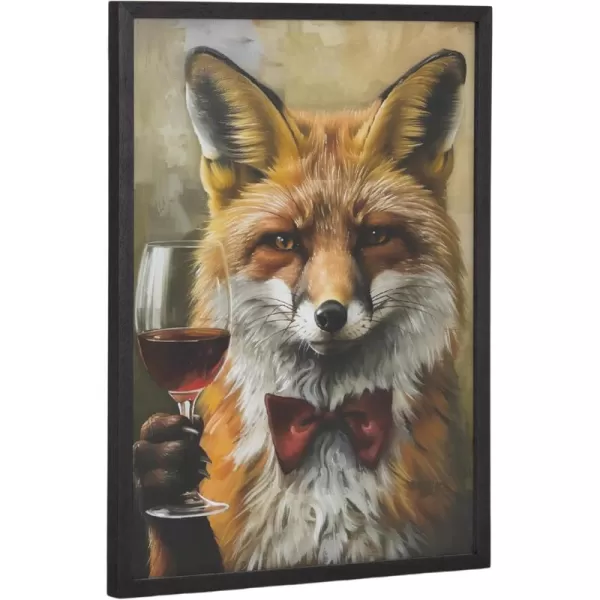 Kate and Laurel Cute Deer Wearing Glasses Framed Wall Art by The Creative Bunch Studio 12x16 Black Adorable Animal Art for WallBlack  Fox Wine