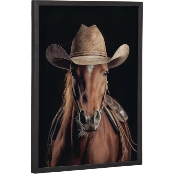 Kate and Laurel Cute Deer Wearing Glasses Framed Wall Art by The Creative Bunch Studio 12x16 Black Adorable Animal Art for WallBlack  Horse Cowboy