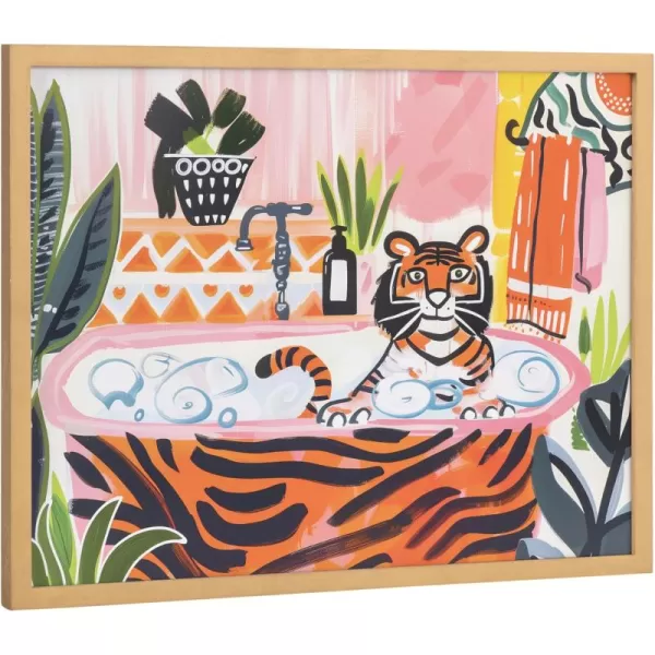 Kate and Laurel Cute Deer Wearing Glasses Framed Wall Art by The Creative Bunch Studio 12x16 Black Adorable Animal Art for WallGold  Tiger Bath