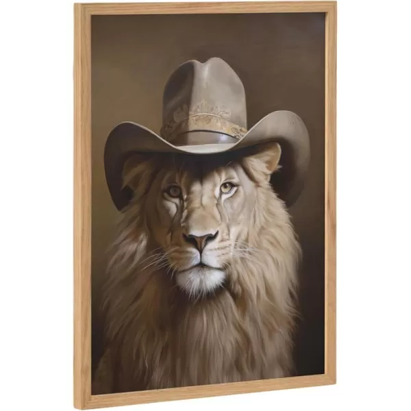 Kate and Laurel Cute Deer Wearing Glasses Framed Wall Art by The Creative Bunch Studio 12x16 Black Adorable Animal Art for WallNatural  Cowboy Hat