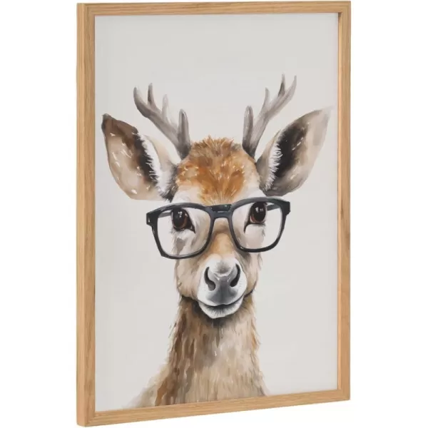 Kate and Laurel Cute Deer Wearing Glasses Framed Wall Art by The Creative Bunch Studio 12x16 Black Adorable Animal Art for WallNatural  Deer Glasses